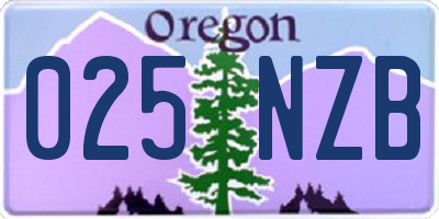 OR license plate 025NZB