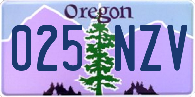 OR license plate 025NZV