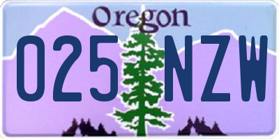 OR license plate 025NZW