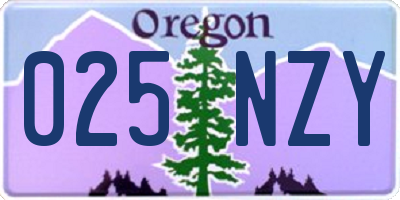 OR license plate 025NZY