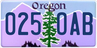 OR license plate 025OAB