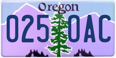 OR license plate 025OAC