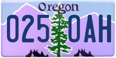 OR license plate 025OAH
