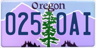 OR license plate 025OAI