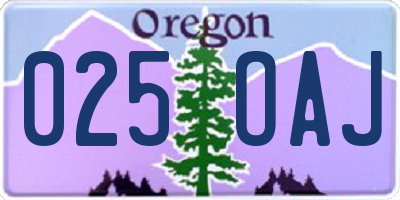 OR license plate 025OAJ