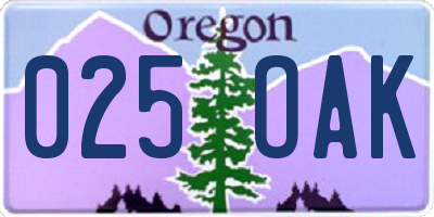 OR license plate 025OAK