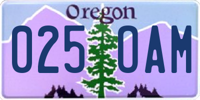 OR license plate 025OAM