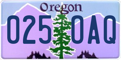 OR license plate 025OAQ