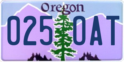 OR license plate 025OAT