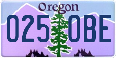 OR license plate 025OBE