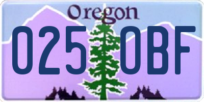OR license plate 025OBF