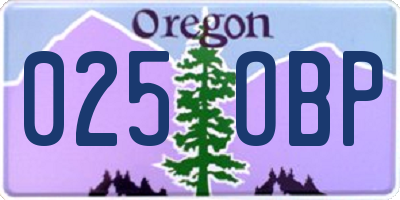 OR license plate 025OBP