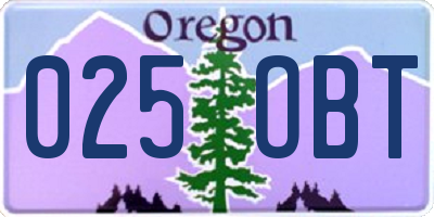 OR license plate 025OBT