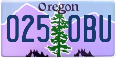 OR license plate 025OBU