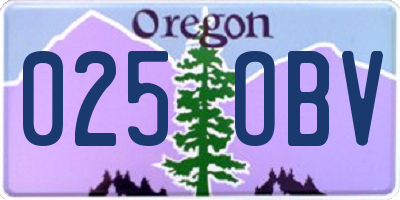 OR license plate 025OBV