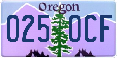 OR license plate 025OCF