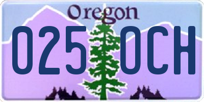 OR license plate 025OCH
