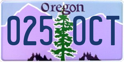 OR license plate 025OCT