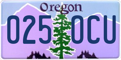 OR license plate 025OCU