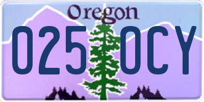 OR license plate 025OCY