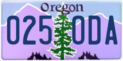OR license plate 025ODA