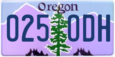 OR license plate 025ODH