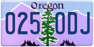 OR license plate 025ODJ