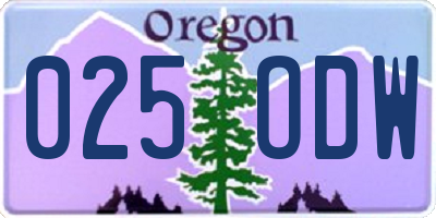 OR license plate 025ODW