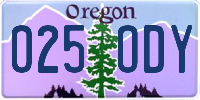 OR license plate 025ODY