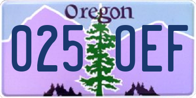 OR license plate 025OEF