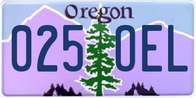 OR license plate 025OEL