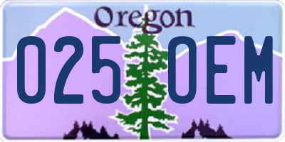 OR license plate 025OEM
