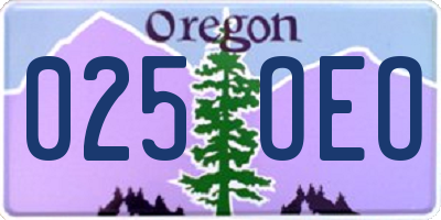 OR license plate 025OEO
