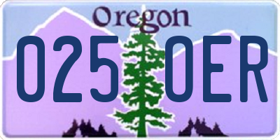OR license plate 025OER