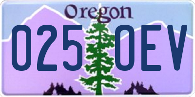 OR license plate 025OEV