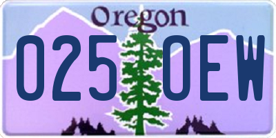 OR license plate 025OEW