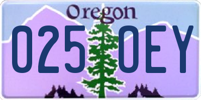 OR license plate 025OEY