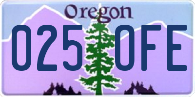 OR license plate 025OFE