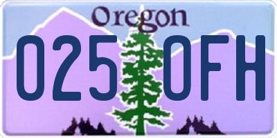 OR license plate 025OFH
