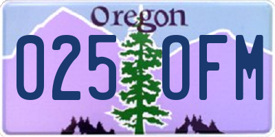 OR license plate 025OFM