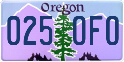 OR license plate 025OFO