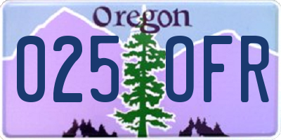 OR license plate 025OFR