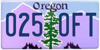 OR license plate 025OFT