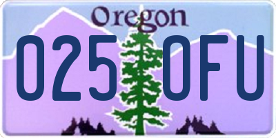 OR license plate 025OFU