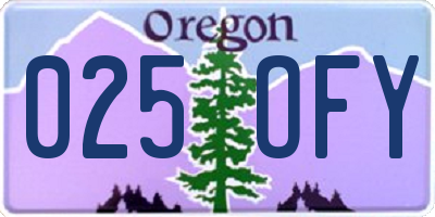 OR license plate 025OFY