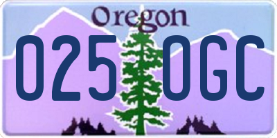 OR license plate 025OGC
