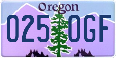 OR license plate 025OGF