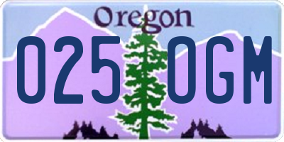 OR license plate 025OGM