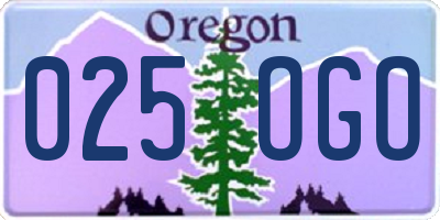 OR license plate 025OGO