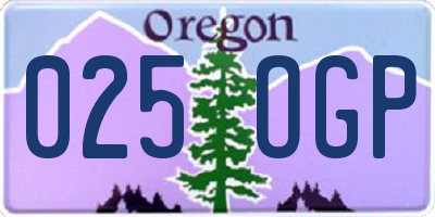 OR license plate 025OGP